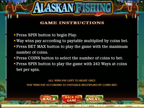 Alaskan Fishing payout table