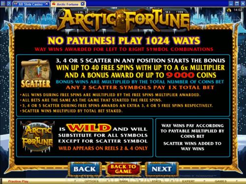 Arctic Fortune payout table