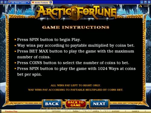 Arctic Fortune payout table