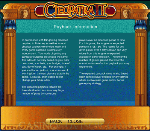 Cleopatra II payout table