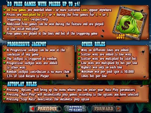 Coyote Cash payout table