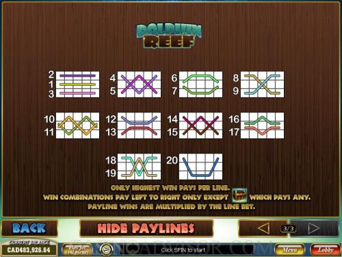 Dolphin Reef payout table