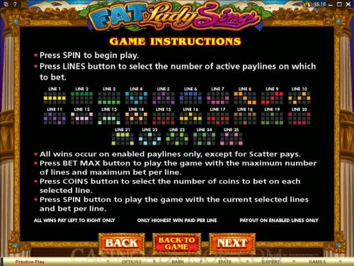 Fat Lady Sings payout table