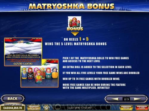 From Russia with Love payout table