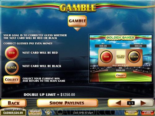 Golden Games payout table