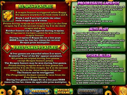 Golden Ox of Happiness payout table