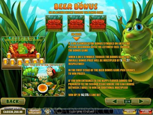 Happy Bugs payout table