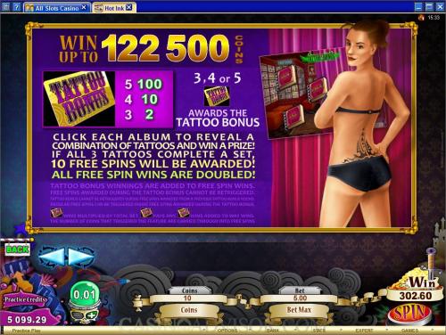 Hot Ink payout table