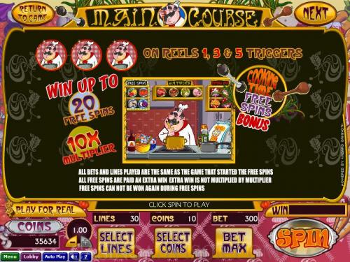 Main Course payout table