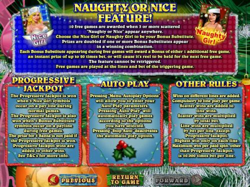 Naughty or Nice payout table