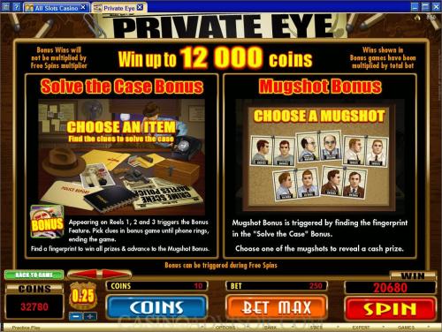 Private Eye payout table