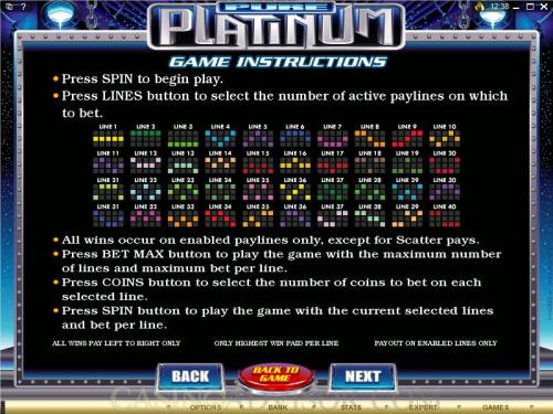 Pure Platinum payout table