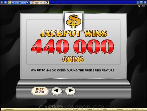 Retro Reels payout table