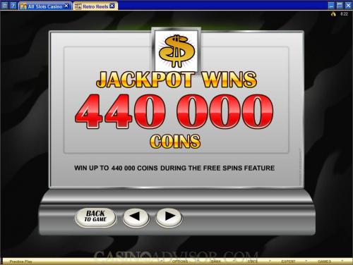 Retro Reels payout table