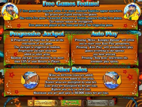 Sea Captain payout table