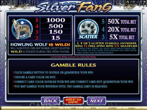 Silver Fang payout table