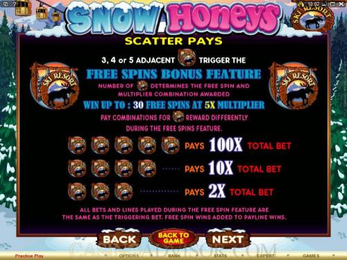Snow Honeys payout table