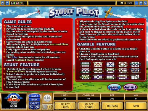 Stunt Pilot payout table