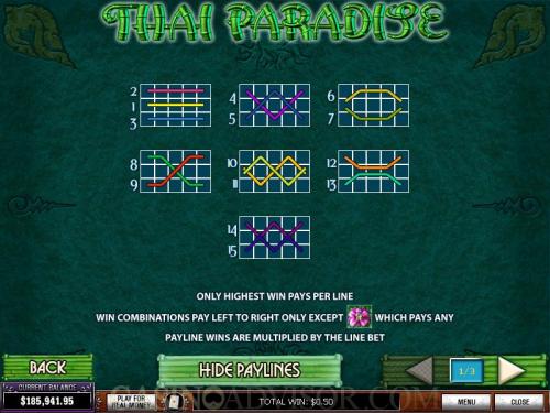Thai Paradise payout table